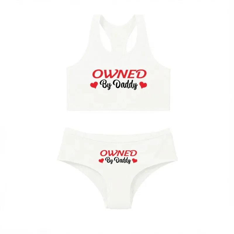 Sexy Women Lingerie Set DRIPPING WET FOR DADDY Vest Briefs Set Comfort Breathable Cotton Tank Tops With Underwear Ladies Clothes