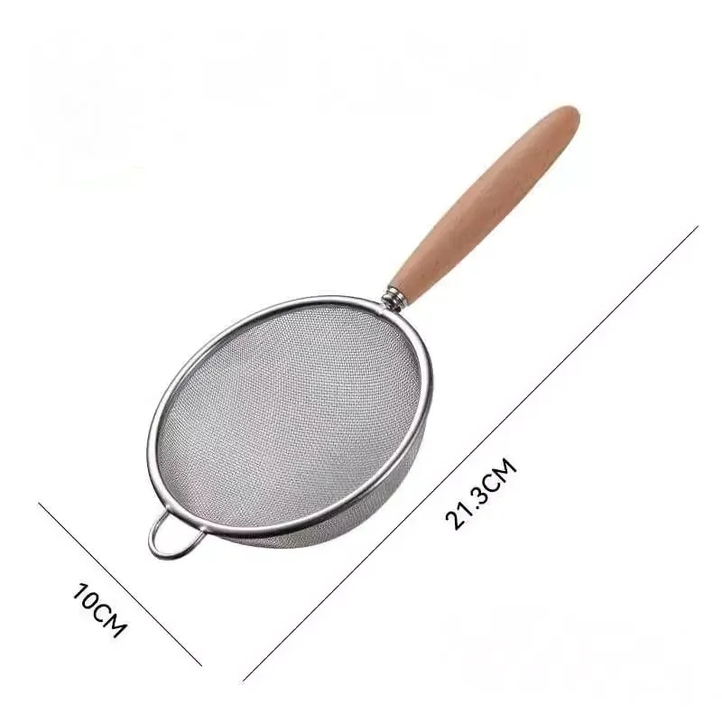 1-3pcs Wooden Handle Flour Sifter And Strainer Fine Mesh Stainless Steel for Home Baking Cooking Juice And Powder Filtering — image 15