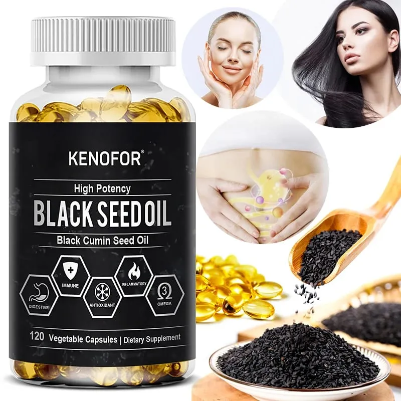 Black Seed Oil 500 Mg - Cold Pressed Nigella Sativa Capsules - Non-GMO Gluten Free for Overall Health Support