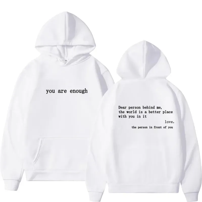Dear Person Behind Me Mens Hoodie With Kangaroo Pocket Pullover Vintage Women Hoodie with Words on Back Unisex Trendy Hoodies