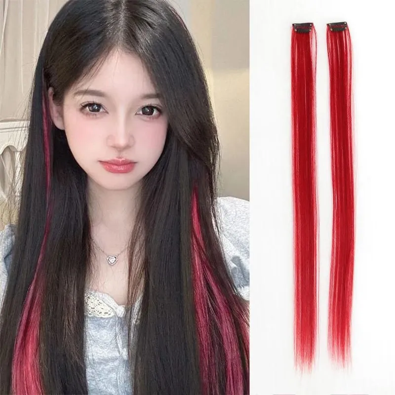 Pick dye wig piece female color hanging ear dye one-piece simulated long straight hair extension piece