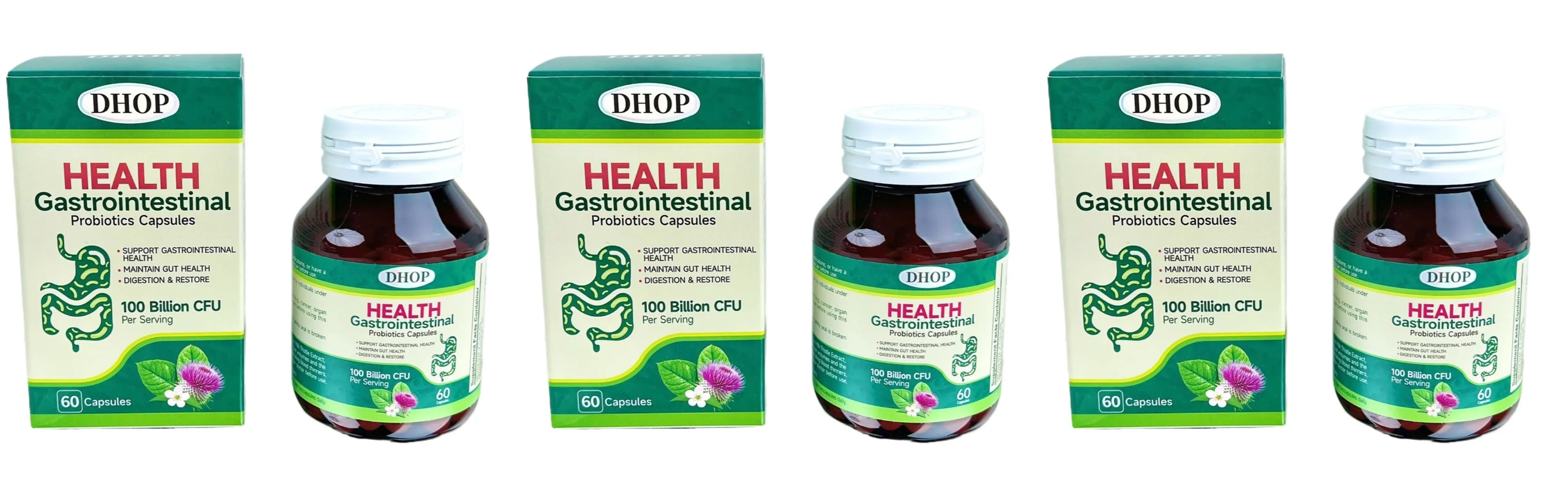 Gastrointestinal Probiotics Capsules Support Gut Health with Vitamin C and Vitamin E Diet Fiber 100 Billion CFU 60 Capsules