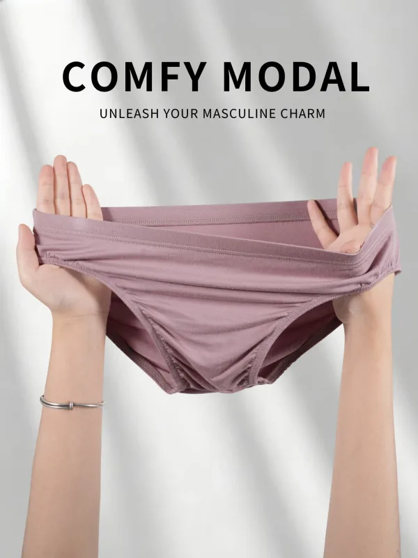 Men's Modal Ultra Thin Bare Feel Briefs, Low Rise High Elastic Breathable 3D Convex Pouch Underwear