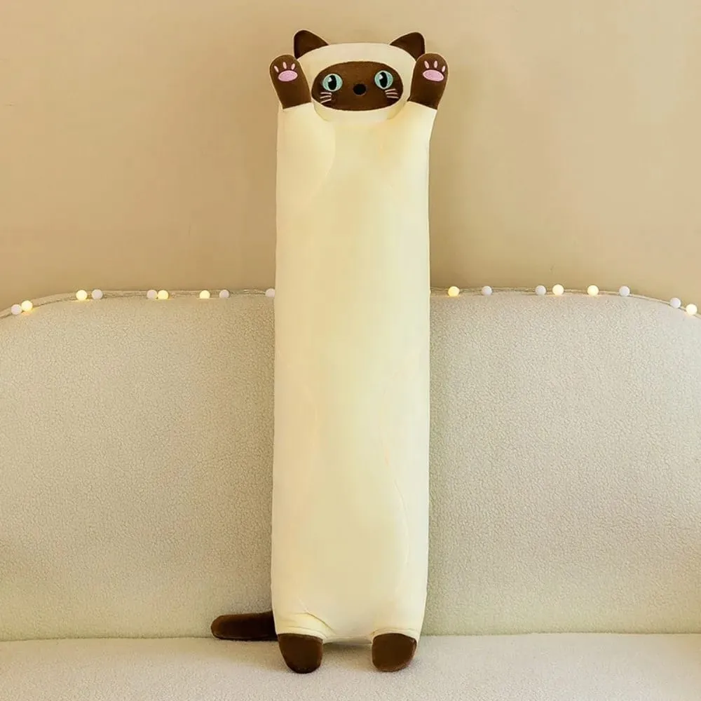 Lindo juguete de peluche de gato de 50/70cm, almohada blanda para dormir reparador, encantador y creativo Animal relleno, regalos de cumpleaños