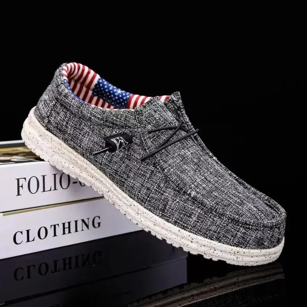 Men's Fashion Canvas Loafers Comfortable Lightweight Breathable Men's Casual Shoes Flat Slip-on Driving Shoes Man 2025