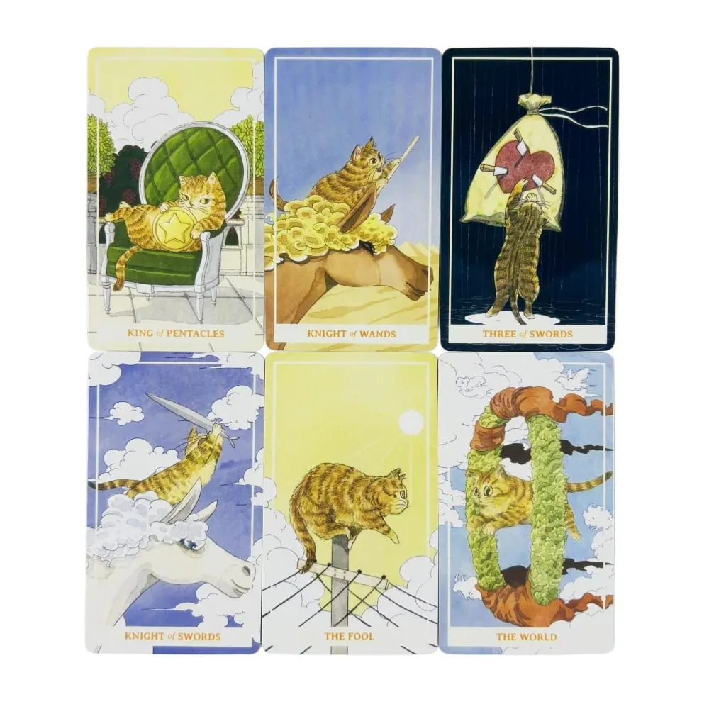 Sunny Orange Cat Tarot Cards A 78PCS Deck Best Gift-giving For Cat Lover Great For Beginners Meditation & Party Games
