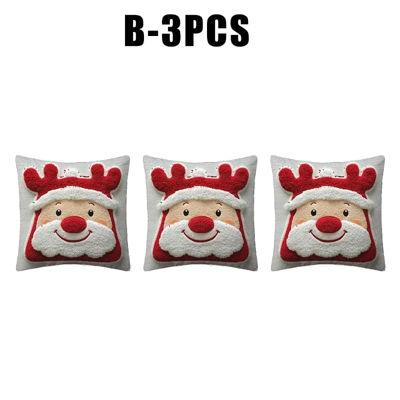 Christmas Character Cushion Cover Snowman Reindeer Digital Print on Stretch Fabric for Festive Home Decor