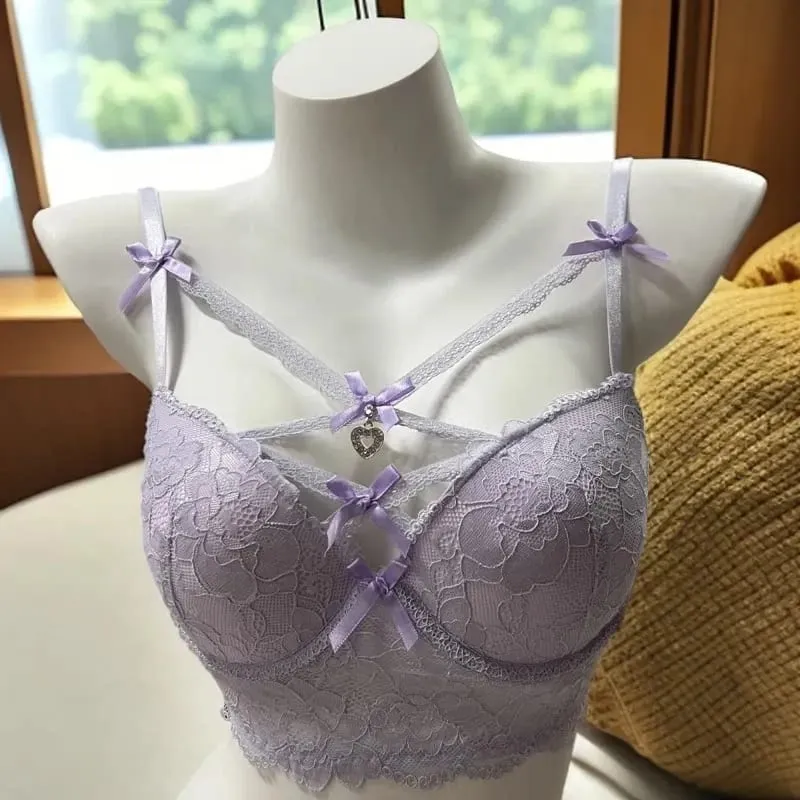 French Lace Minimiser Bra & Panty Set Sexy Push Up Lingerie for Small Bust Curve Enhancing Thin Underwear Lacy Lingerie Gift