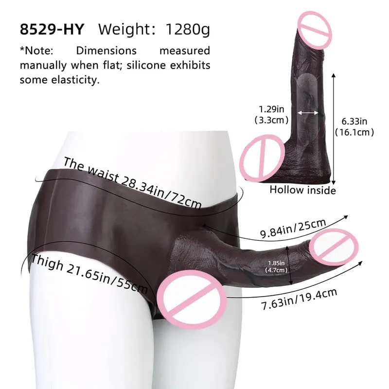 Ultra Realistic Hollow Dildo Panties Silicone Briefs Strapon Penis Extend Sleeve Pants Sex Toys For Men Dick Enlargement — image 12