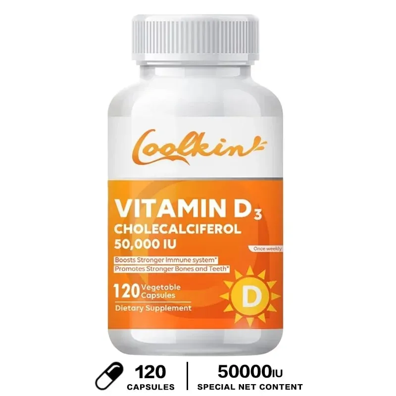 Vysoce účinný vitamín D3 50 000 IU - 120 vegetariánských kapslí - Bezlepkový doplněk vitamínu D bez GMO