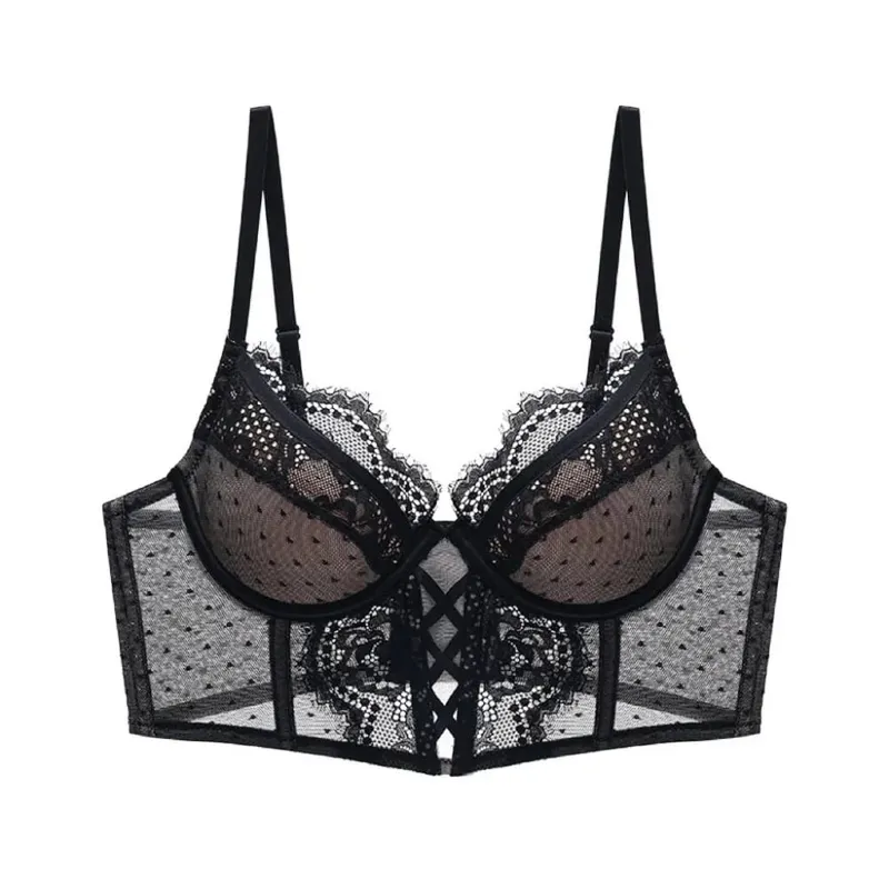 Popular French Vintage Lace Women Bra Set Soft Underwire Thin Cup Bone Support Push Up Side Gather Armpit Fat Underwear 32-38AB