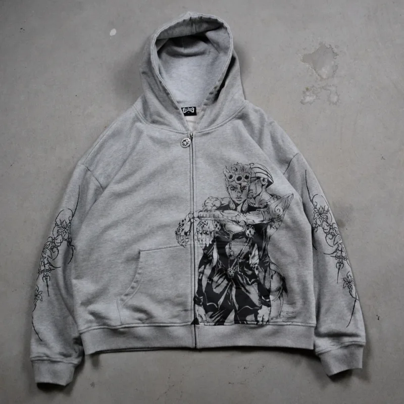 Harajuku Jojo Bizarre Adventure Zip Up Hoodies Oversized Mens Womens Zipper Hoodie Hip Hop CoupleS Y2k Street Sweatshirt