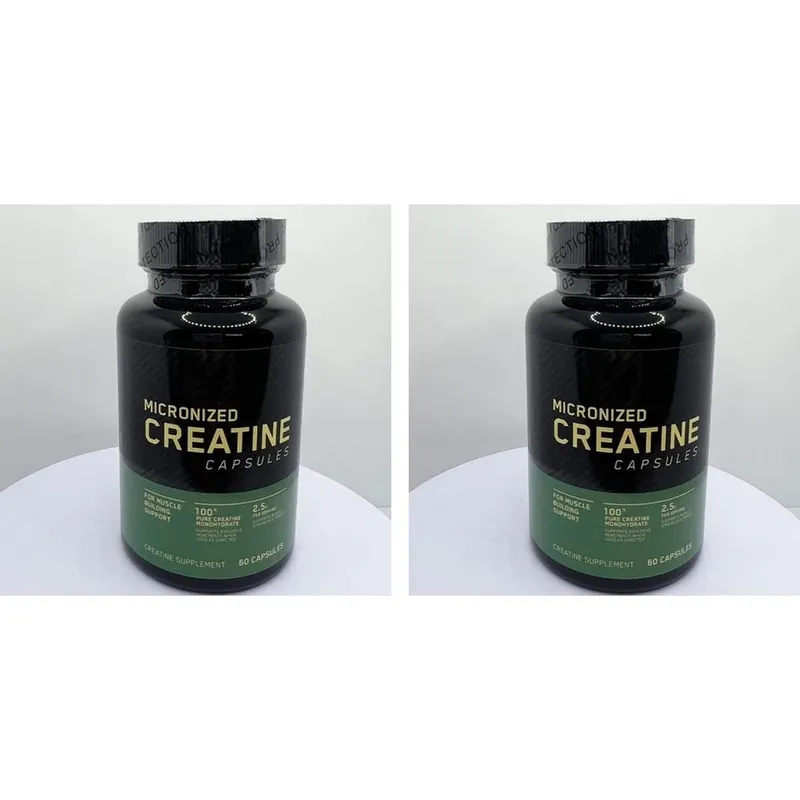 Micronized Creatine Capsules 100% Pure Creatine Monohydrate Muscle Building Support for Adults Sports Per Container 60 Capsules