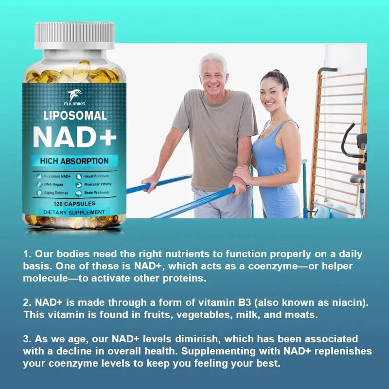 Supplément NAD Capsules Supplément liposomal NAD+ - Défense contre le vieillissement Énergie cellulaire Fonction cardiaque et cérébrale
