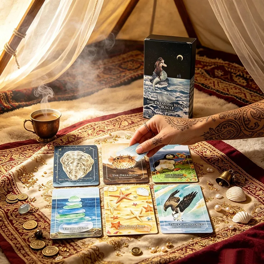 Dreaming Waves Oracle Cards 60 Cards Deep Emotional Guidance Cards Game Perfect for Emotional Healing & Intuitive Reading