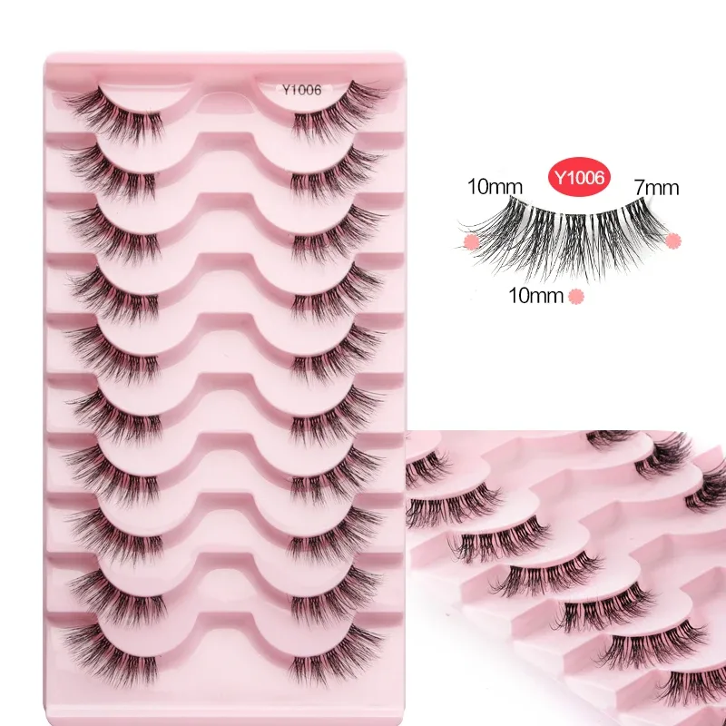 Halve øjenvipper Katteøjevipper 3/5/10 par falske øjenvipper Fluffy Blødt naturligt udseende Klart bånd 3D Mink-vipperforlængelse makeup — image 12
