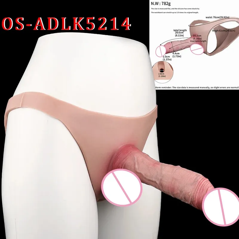 Realistický rukáv na penis s vysokým pasem насадка на член Pásek na duté dildo kalhotky Silikon Dick Extender sexuální hračka pro muže — image 9