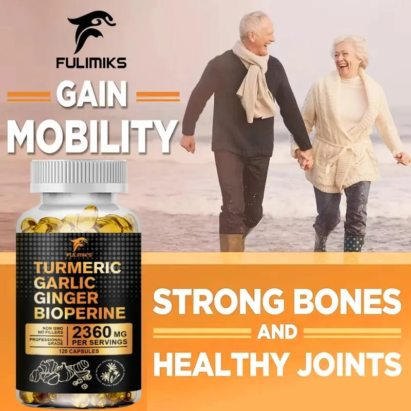 Premium Turmeric Curcumin Supplement with Garlic & Ginger Supports Joint Comfort Anti-Inflammatory Immune Health & Vitality