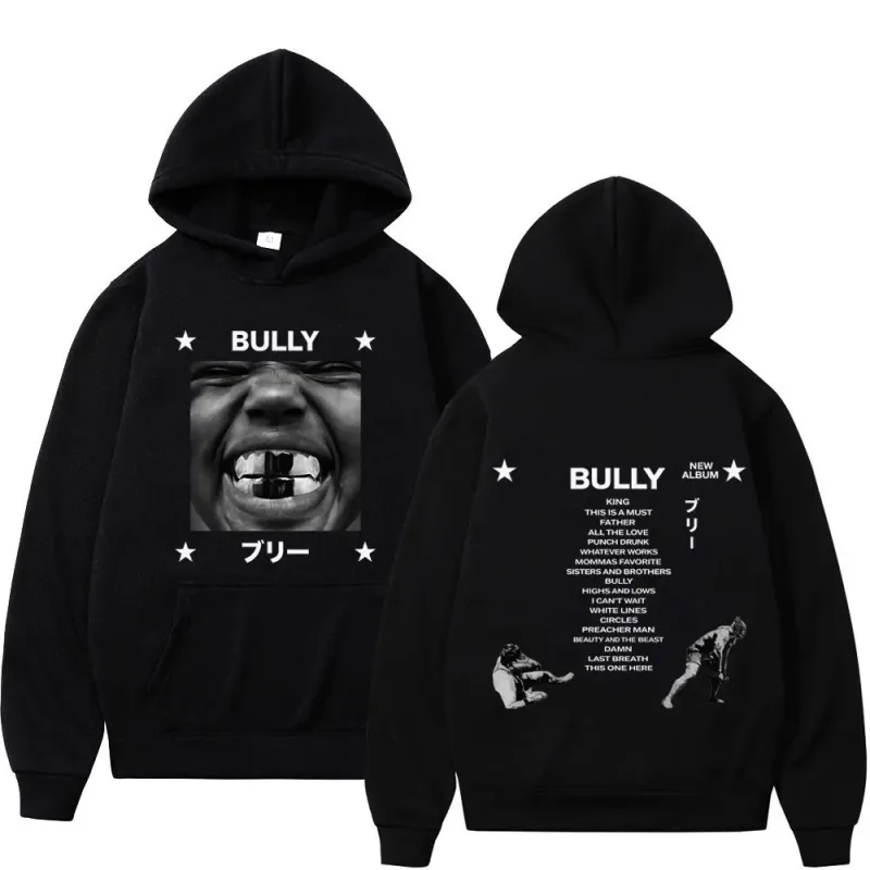 Kanye West Bully Album 2026 Tour Print Hoodie Men Women Gothic Punk O-Neck Pullover Loose Casual Hip-hop Streetwear Sweatshirts
