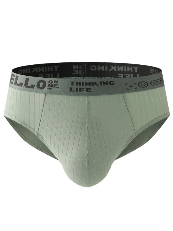 5er-Pack Baumwoll-Slips für Herren mit HELLO-Bund und strukturiertem Design für bequeme Unterwäsche
