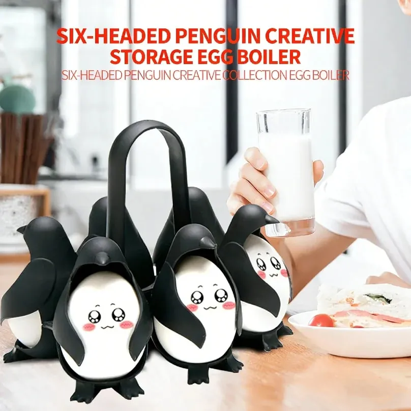 Cute Penguin Egg Boiler for Kitchen Gadget Egg Cooking Tool Egg Steamer Rack with Handle for Boiling Eggs