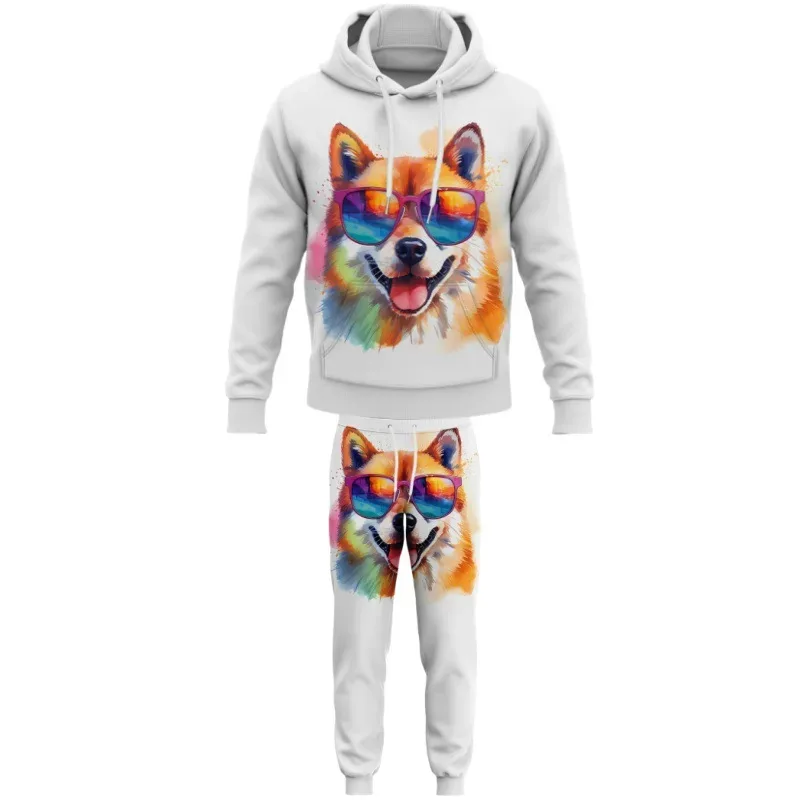 Fashion Animals Dog 3D Printed Autumn Hoodie Suit Men Sweatshirts Sweatpants Casual Two Piece Tracksuit Set Men's Clothing