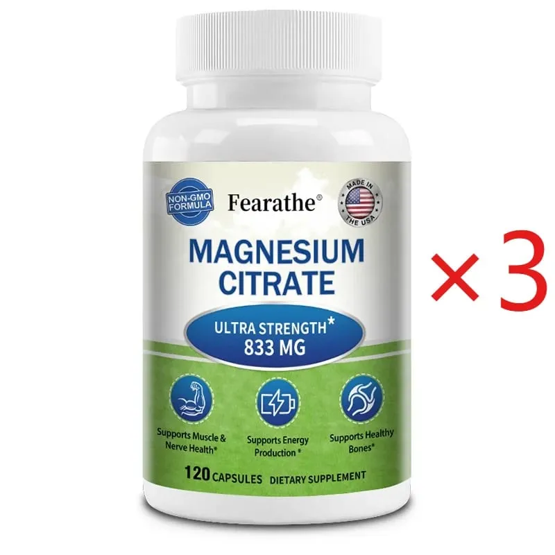 Magnesium Citrate Capsules Highly Absorbable Nutritional Supports Relaxation Sleep Bone Heart Nerve Muscle & Metabolism