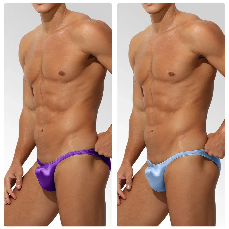 Niedrige Taille Eisseide Satin Herrenunterwäsche Enge Passform Sport StyleJJ Boosting Luxus Sinnliche Slips Jugend Nylon Spandex