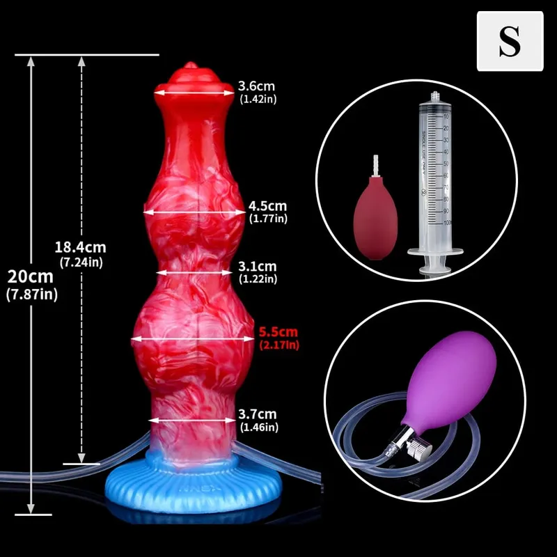 Kæmpe knude sprøjtende-oppustelig dildo med stærk sugekop Silikone oppustet analstik træner Begynder sexlegetøj til kvinder mænd