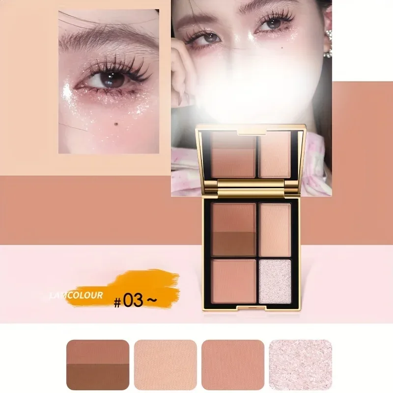 Versatile 5-Color Magic Eyeshadow Palette Brown Tones Matte Shimmer Finish Long-Lasting Eye Makeup Kit for All Ages