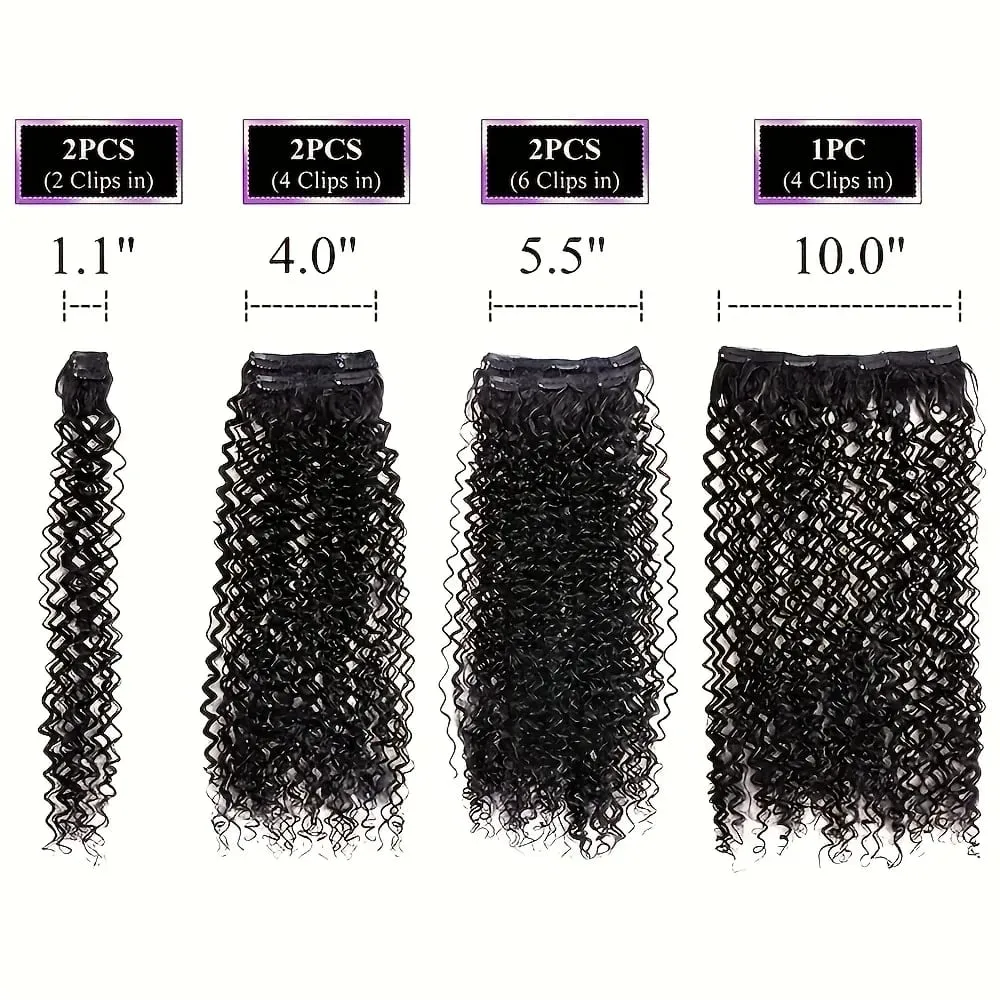 7pcs Clip In Curly Hair Extensions Suitable for Women - 50.8 cm Deep Wave Synthetic Hair with Clips Heat Resistant Fiber