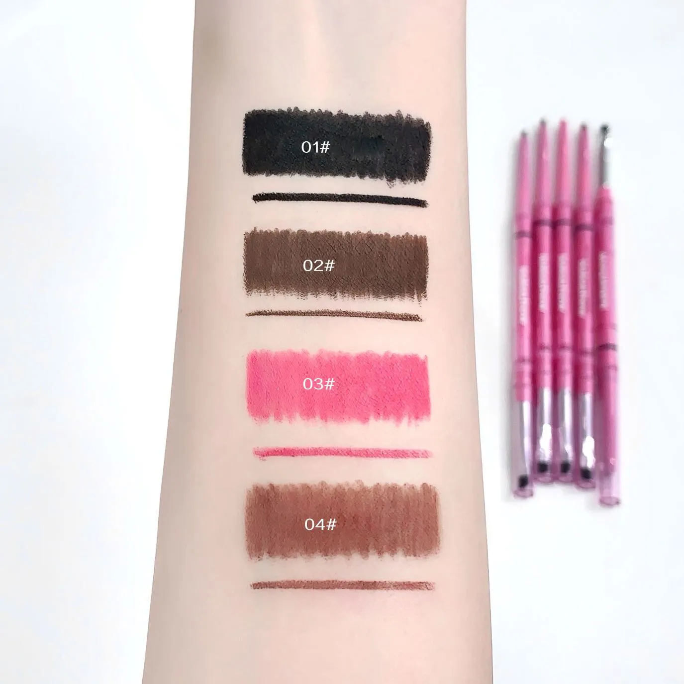 Double-headed Natural Black Eyeliner Gel with Brush Smudge-Proof Waterproof Creamy Smooth Rose Pink for Brows & Under Eye Makeup