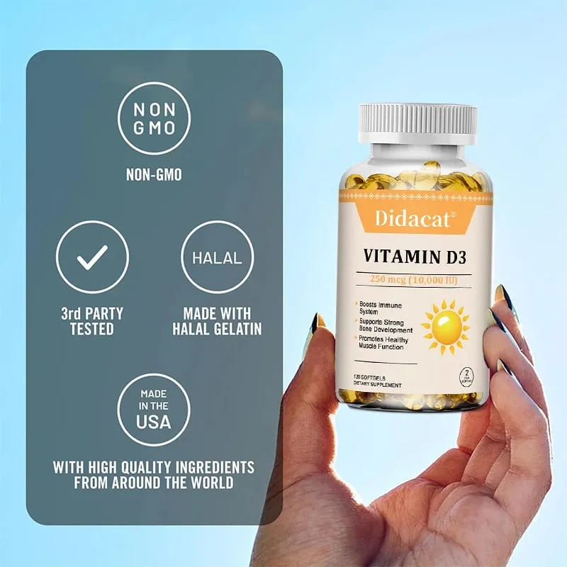 Vitamin D3 10 000 IU Softgels - Supports The Immune System Bone and Muscle Health Promotes Dental Health Non-GMO Gluten-free — image 3