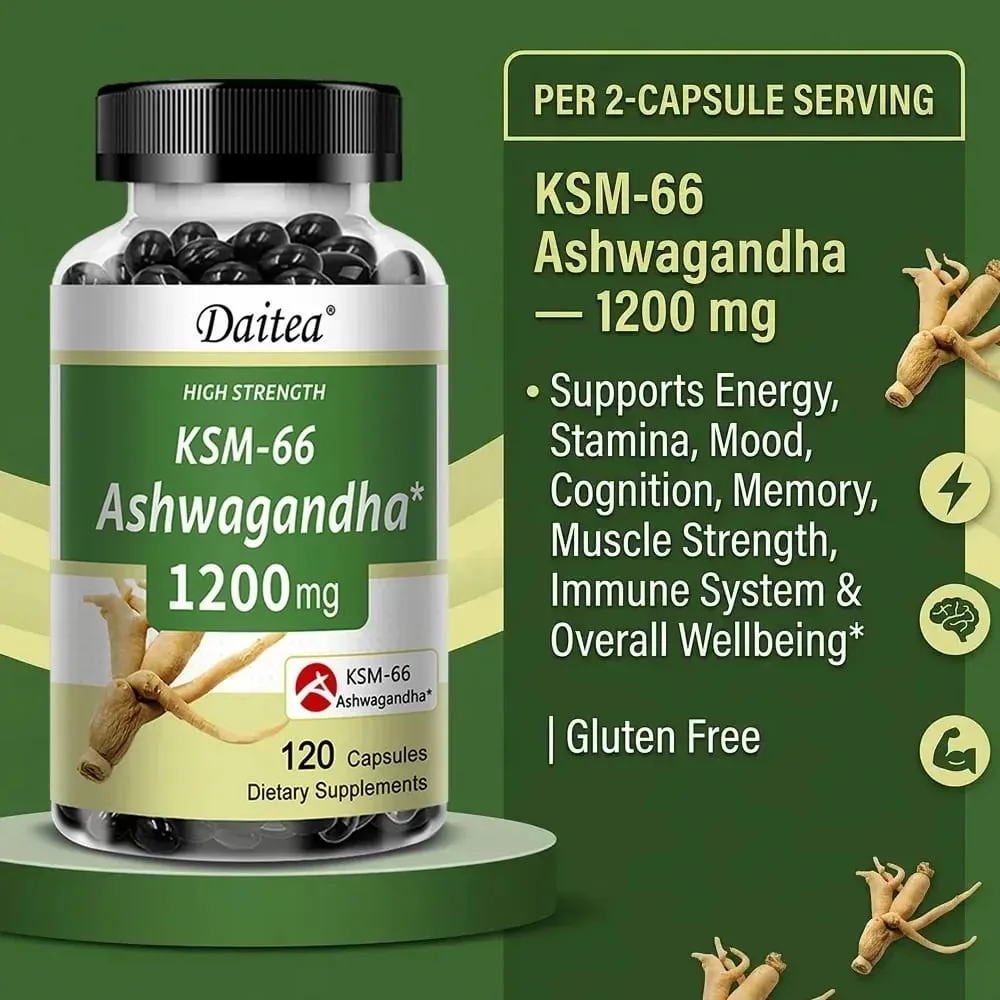 Organic KSM-66 Ashwagandha Root Extract Stress Relief Mood Support & Natural Immune Boost Sleep Health
