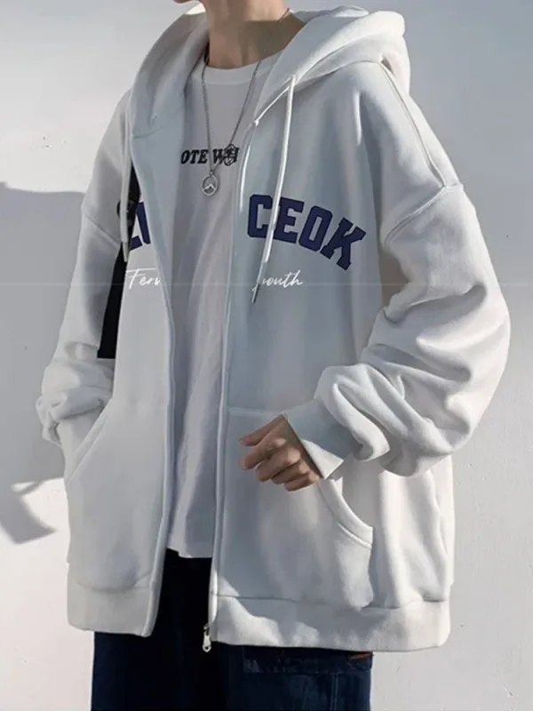 Spring Men's Streetwear Letter Printed Zip Up Hoodies 2025 New Hip Hop Long Sleeve Hoody Sweatshirts Oversized Y2K Tracksuit