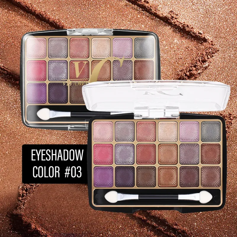 18‑Colors Shimmer Matte Eyeshadow Palette with Double‑Ended Eyeshadow Brush Multi‑Tone Earth Tone Glitter Eye Makeup Palette
