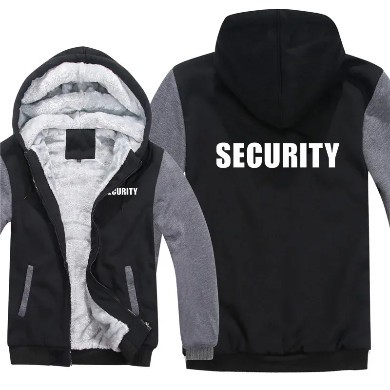 Security Hoodies Men Cool Winter Thicken Wool Liner Security Professional Work Clothes Sweatshirts Pullover Jacket