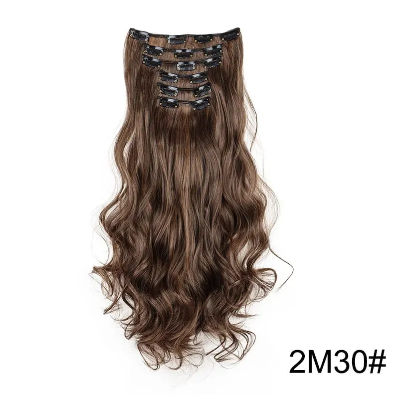 6pcs/set 24Inch Synthetic Long Curly Wavy Hair Extension 16 Clips High Tempreture Hairpiece Clip In Hair Extensions for Women
