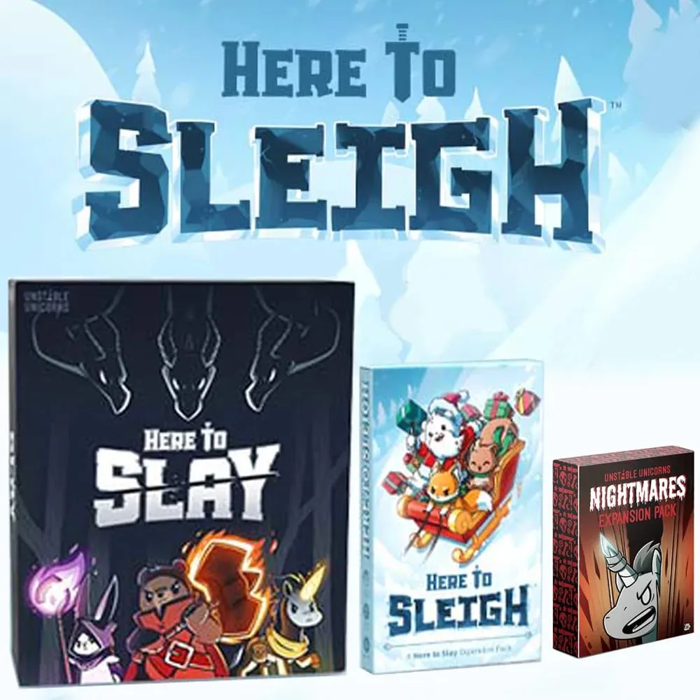Unstable Games Here to Slay Card Game Unicorns Here to Sleigh Holiday Expansion Pack Family Game Night Strategic role Card Game — image 1