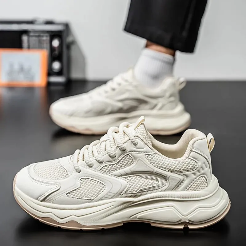 Men's light mesh casual Chunky sneakers four seasons soft-sole breathable outdoor Racing running shoes youth Speed sports shoes