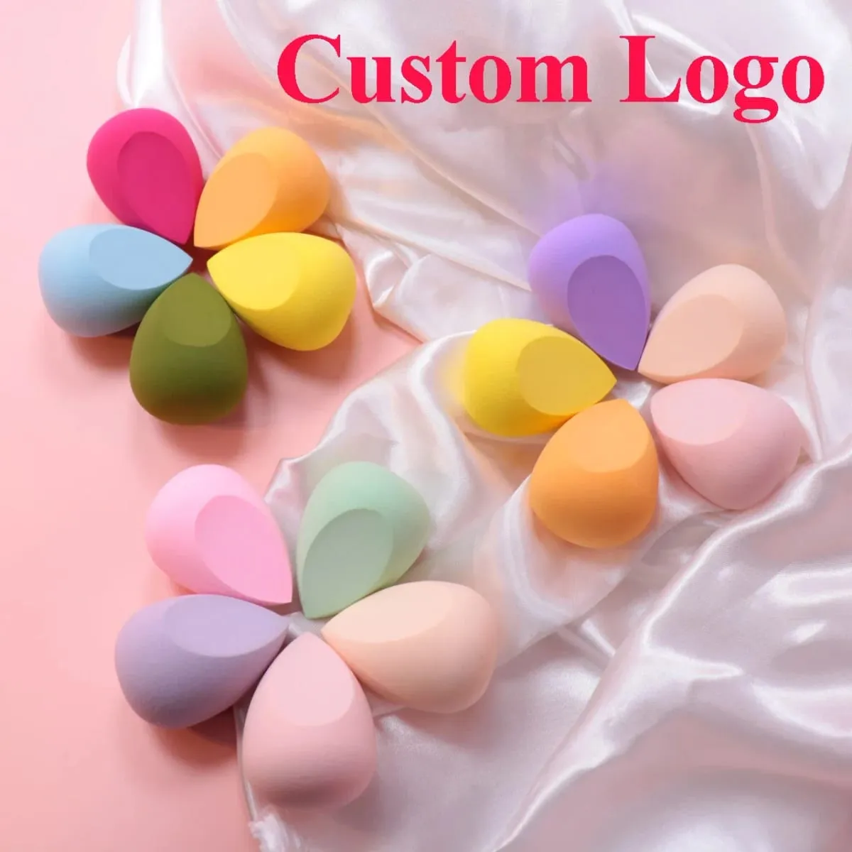 25 Stück benutzerdefiniertes Logo Beauty Color Kosmetikmixer mit Box Anpassen des Make-ups Private Label Latexfreier transparenter Box-Make-up-Schwamm