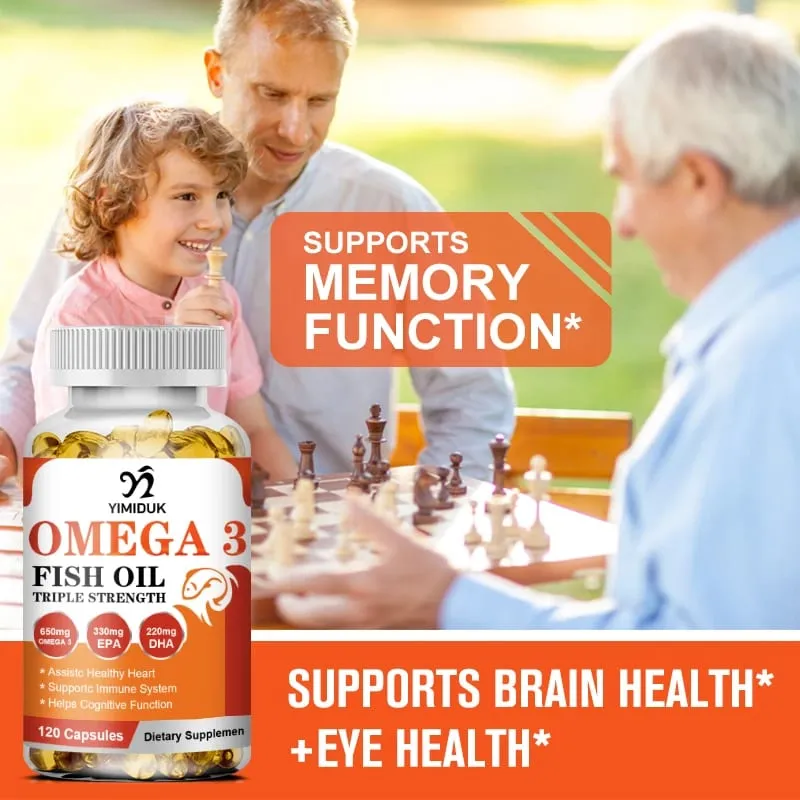 Buy 1 Get 1 Free! Ultra Strength Omega 3 Fish Oil Supplement for Immunity Mood Bones & Cardiovascular Function GMP Certified