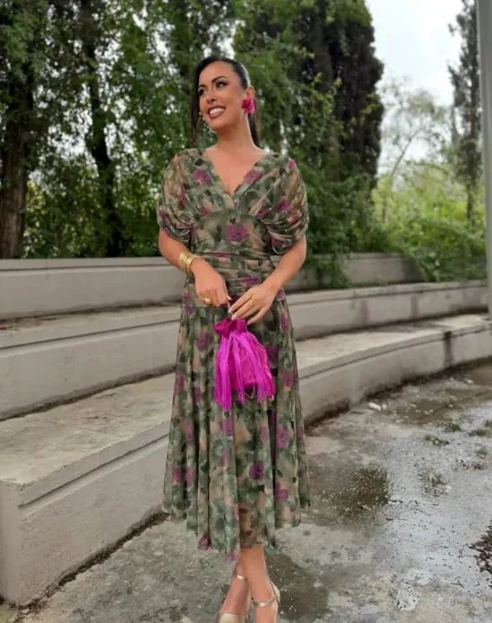 Women Solid Deep V-neck Mesh Long Dress Elegant Puff Short Sleeve Ruched Waist High Vestidos 2026 Summer Lady Casual Street Robe