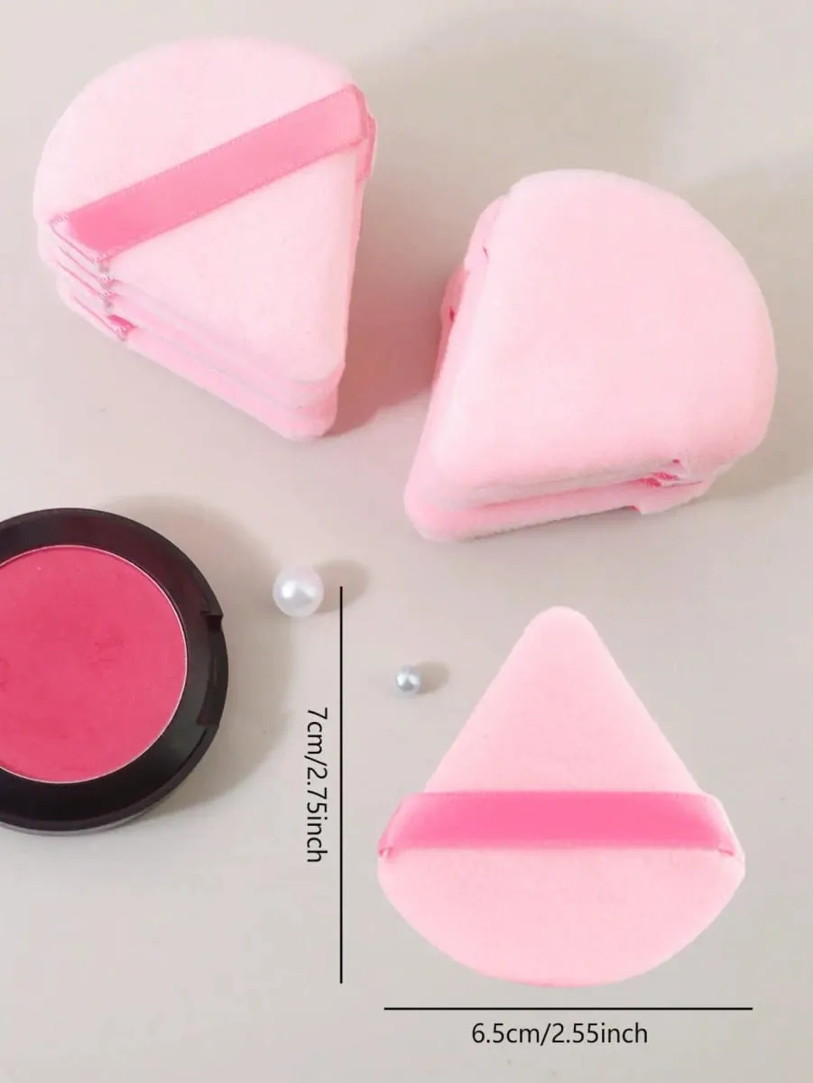 10 Pcs Triangle Velvet Powder Puff Pizza Flours Mini Face Makeup Sponge Cosmetics Washable Lightweight Makeup Tool