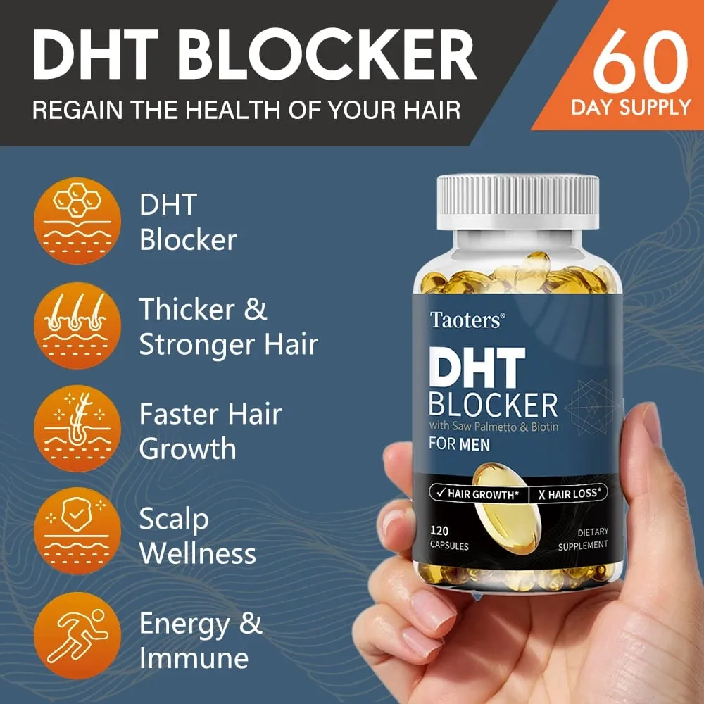 DHT Blocker Hair Growth Supplement with Saw Palmetto Support Thicker Hair Reduce Thinning & Breakage Boost Scalp Health