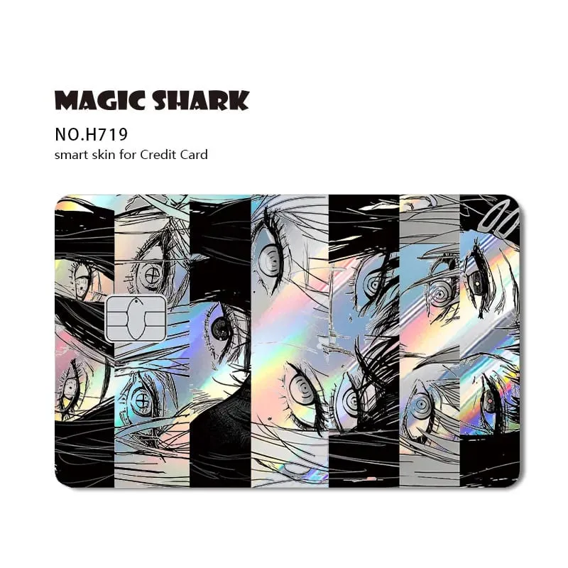 1pc Front Cool Anime Evil Holographic Laser Shinny Film Skin Sticker Cover for Debit Bank Credit Card