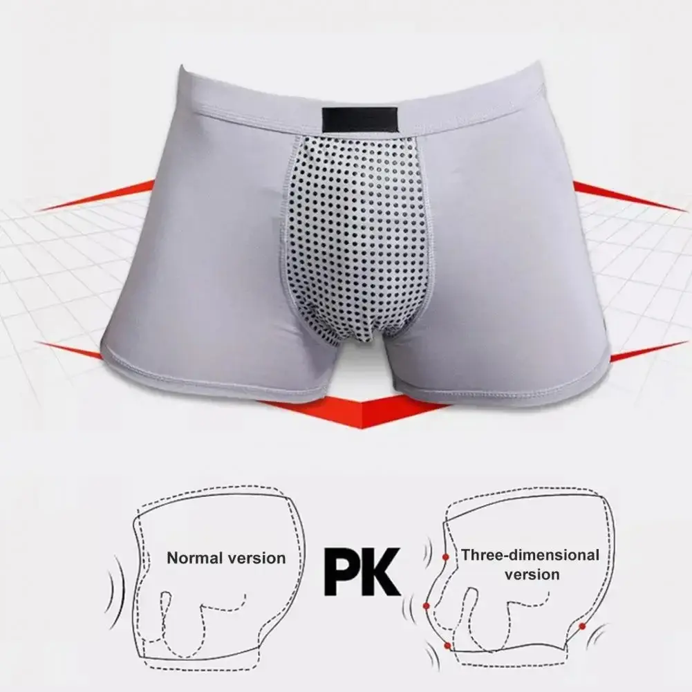 Men Boxers Sweat Absorption U Convex Magnetic Physiological Underwear Massage Solid Color Plus Size Men Underpants Inner Wear Cl