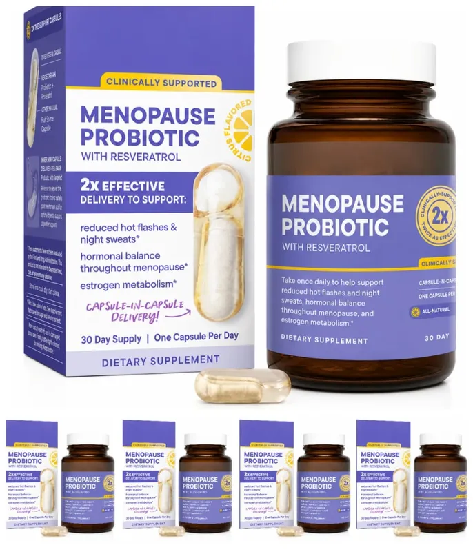Menopause Probiotics for Women Hormonal Balance Hot Flashes Night Sweats Gut Health Resveratrol & Omega 30 Capsules — image 11