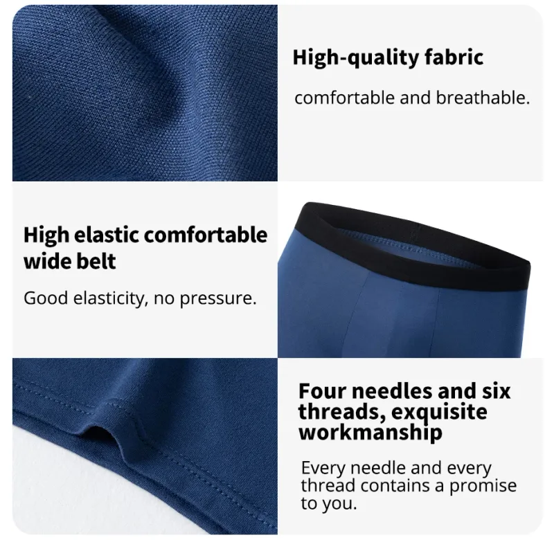 4 Pack Europe And America Size Men'S Solid Color Sexy Boxer Underwear Antibacterial Breathable Plus Size Men'S Shorts Underwear