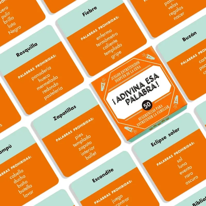 Spanish Word Guessing Board Game – 50 Vocabulary Cards Language Learning Party Game For Adults & Teens Christmas & New Year Gif